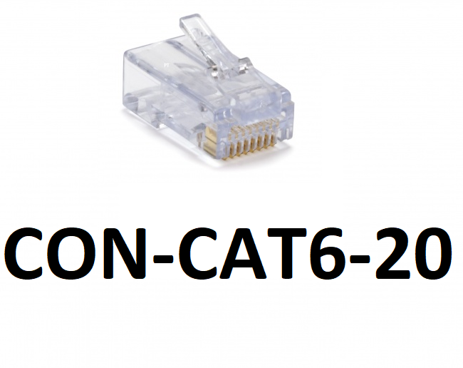 UTP Cat6 RJ45 Connector, 50u Gold, carton of 5 20-packs
