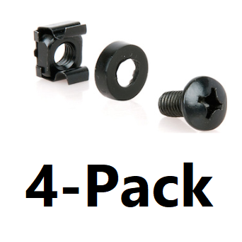Cage nuts for rack, Black, carton of 25 4 packs
