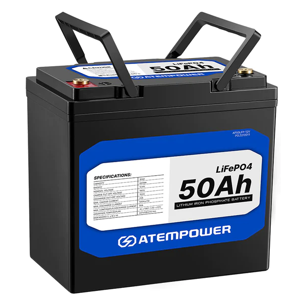 Battery, 12V, 50Ah, LiFePO4, carton of 1 ea